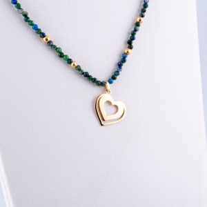 GARGANTILLA DE LAPISLÁZULI 2MM CON DIJE CORAZÓN Y BOLITAS