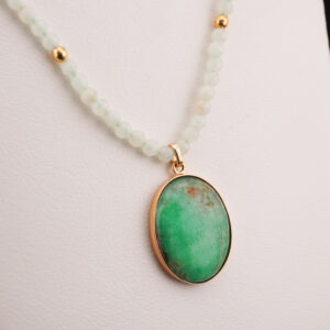GARGANTILLA CON DIJE DE PIEDRA NATURAL CON BORDE 14K