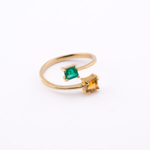 ANILLO CON ESMERALDA Y CITRINO
