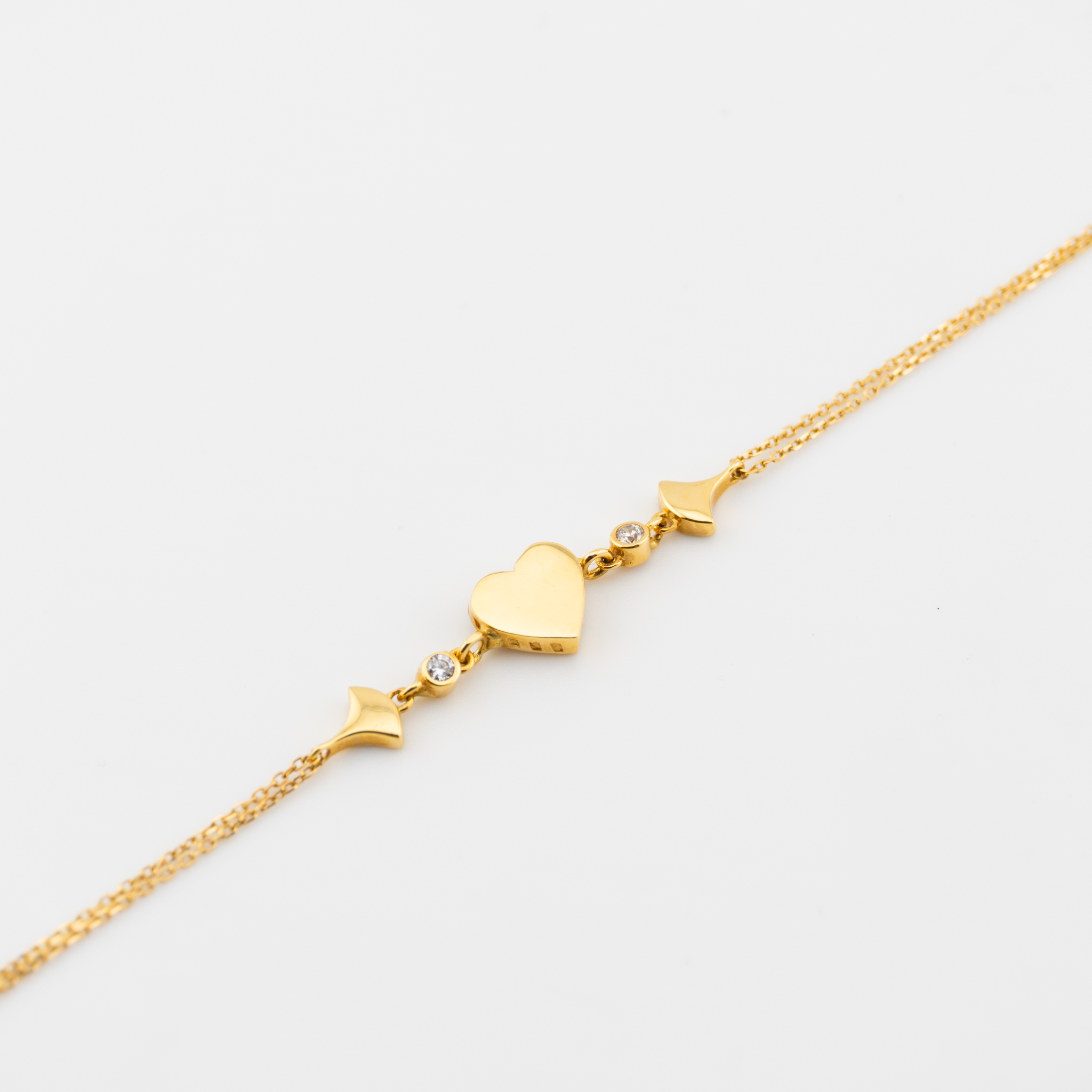 Pulsera de corazón y doble cadena - Imagen 2