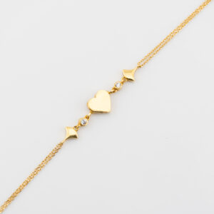 Pulsera de corazón y doble cadena