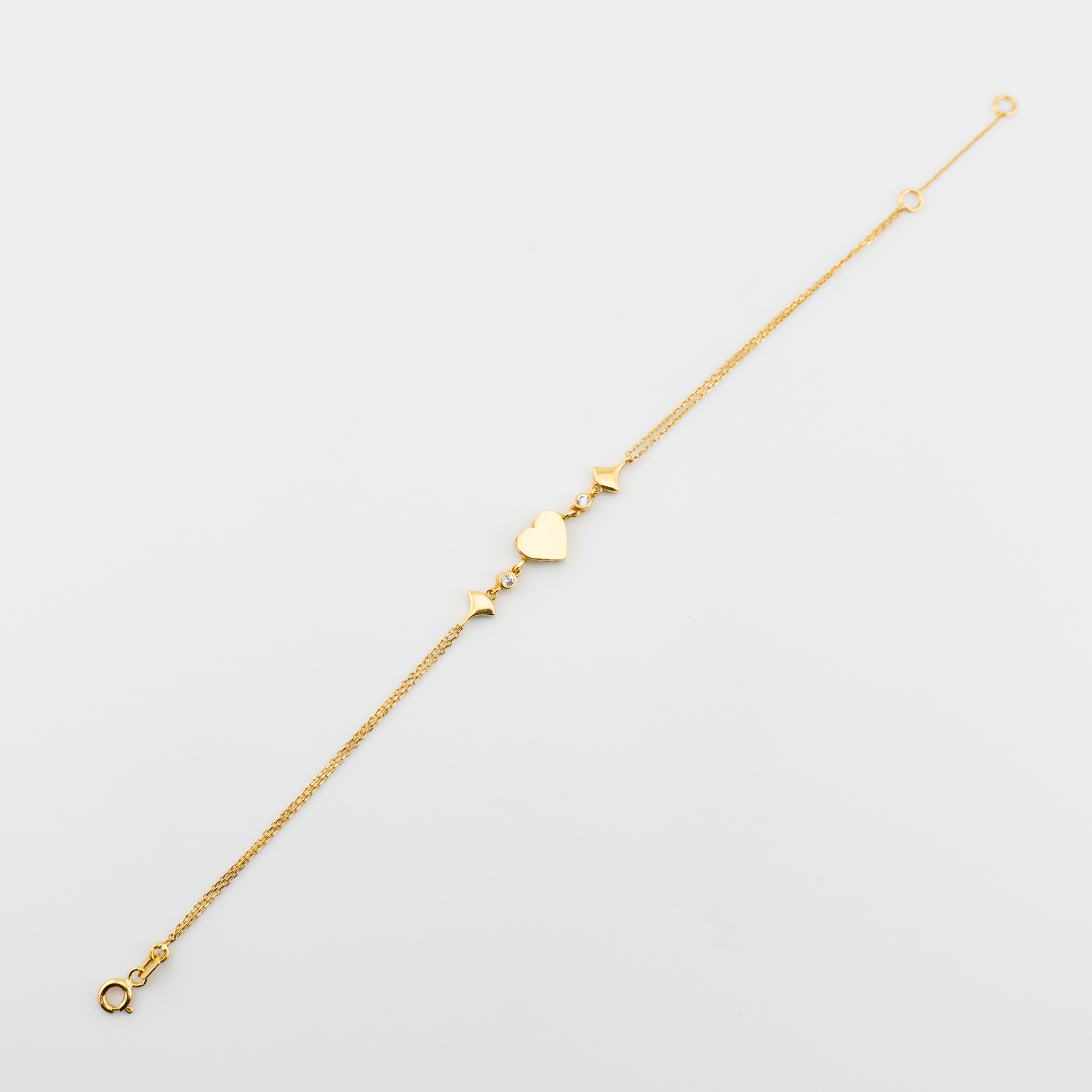 Pulsera de corazón y doble cadena - Imagen 3