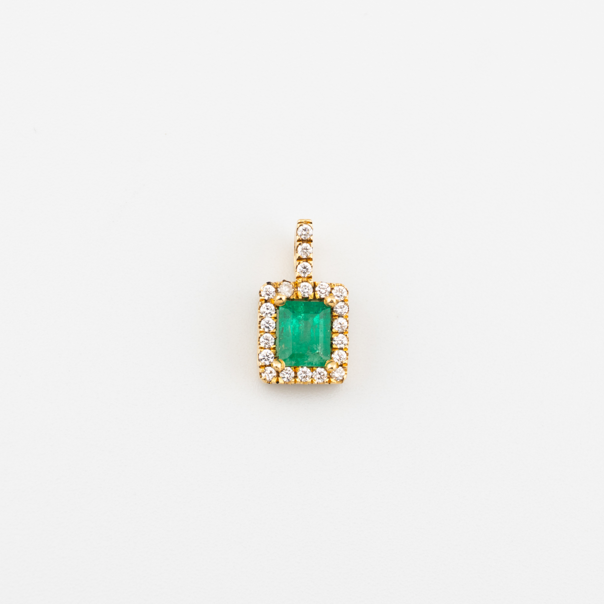 Dije de Esmeralda rectangular con Diamantes