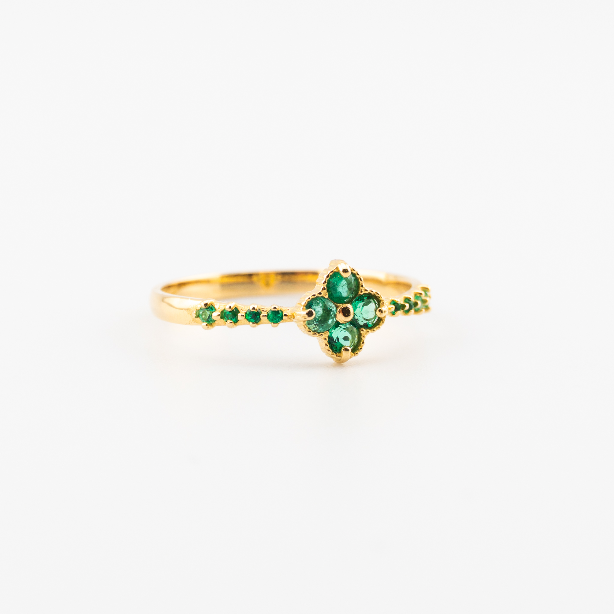 Anillo con flor de Esmeraldas - Imagen 3