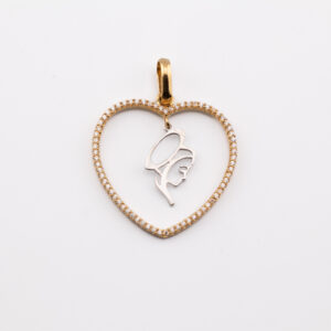 DIJE CORAZON ENGASTADO Y VIRGEN DOS OROS