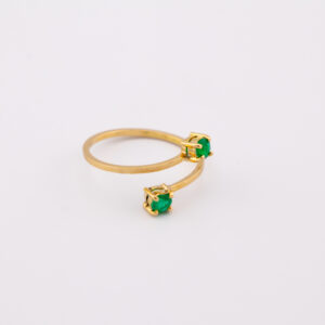 AOE16 - ANILLO DE ORO 18K CON 2 ESMERALDAS - G 1.319 - CT 0.28 - CT 0.28