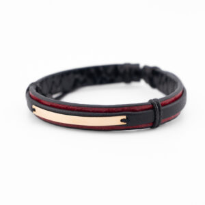 PULSERA DE CUERO ROJO CON CHAPA EN 12K